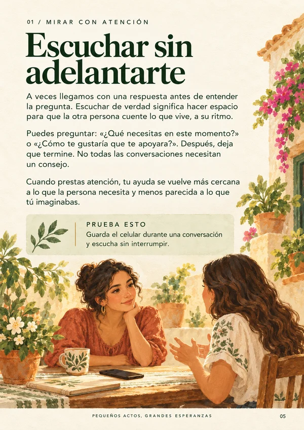 Página 05 del libro: Escuchar sin adelantarte
